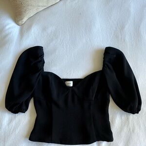 Aritzia Black Puff Sleeve Top